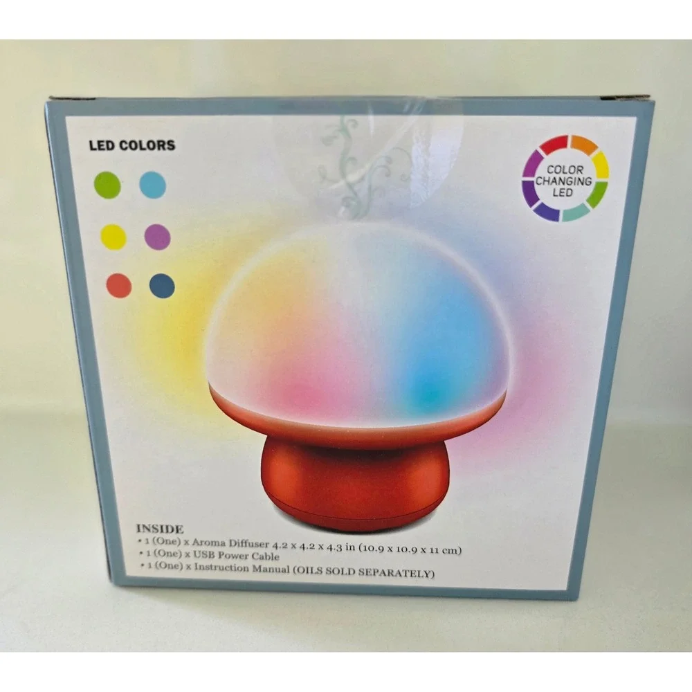 Mushroom‎ Aroma Diffuser Color Changing LED USB Powered Red Toadstool Fragrance